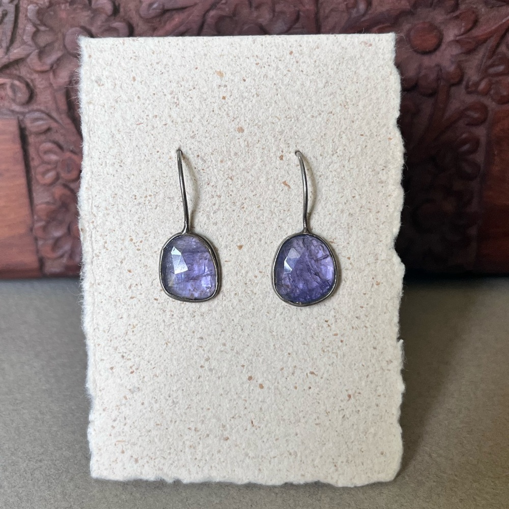 Blue-Violet Gemstone Drop Earrings